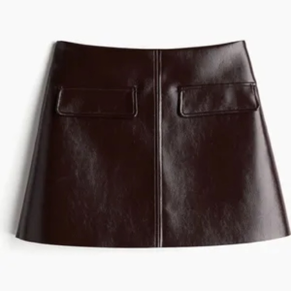 H&M Coated Mini Skirt Limited Edition Medium Burgundy